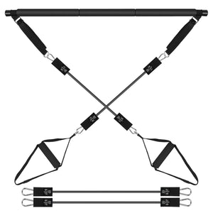 Pilates Bar Kit with 180LBS Resistance Bands Multifunctional Pilates Yoga Toning Bar Full Body Exercise