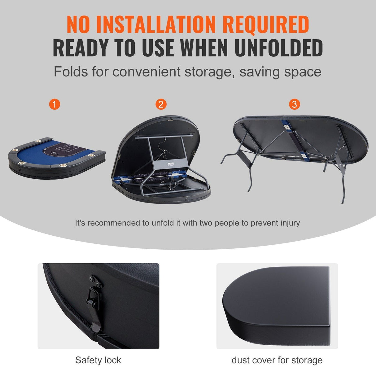 10 Player Foldable Poker Table, Blackjack Texas Holder Poker Table with Padded Rails and Stainless-Steel Cup Holders,