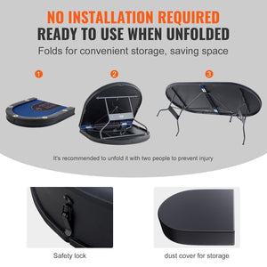 10 Player Foldable Poker Table, Blackjack Texas Holder Poker Table with Padded Rails and Stainless-Steel Cup Holders,