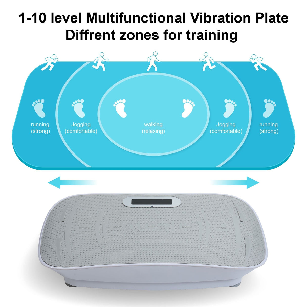 Full Body Vibration Plate Crazy Fitness Massage 10-Frequency Weight Loss & Fat Burner Shaking Machine For Unisex Grey 034