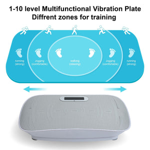 Full Body Vibration Plate Crazy Fitness Massage 10-Frequency Weight Loss & Fat Burner Shaking Machine For Unisex Grey 034