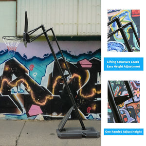 Versatile Portable Basketball Hoop - Height Adjustable 7.5 to 10ft with 44 Inch Backboard and Stable Base
