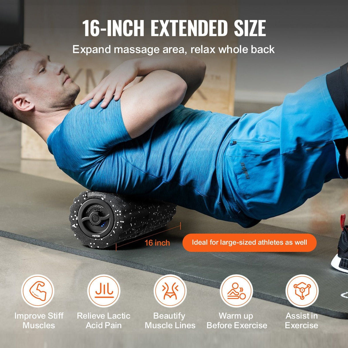 Vibrating Foam Roller 4 Intensities Rechargeable Electric EPP Foam Roller