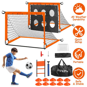 Portable Kids Soccer Training Goal Set with Pump, Cones, and Agility Ladder for Backyard Fun