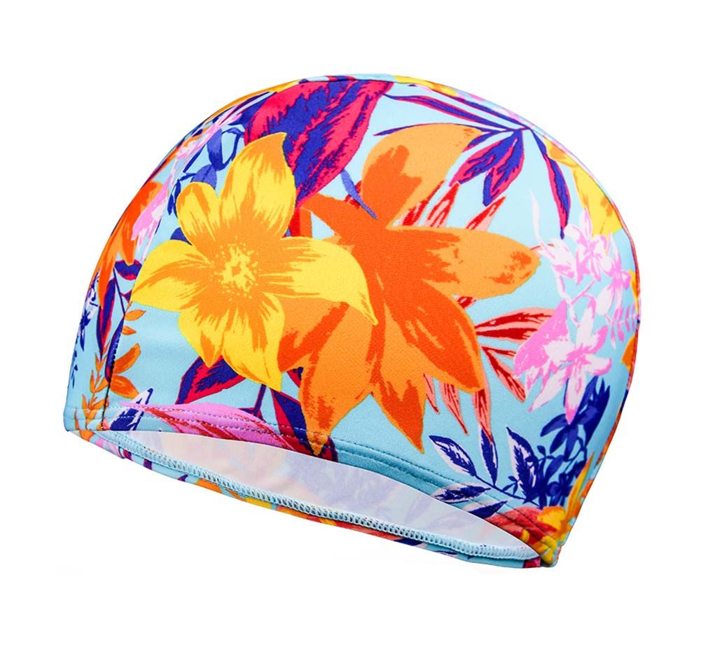 Kids Elastic Swim Caps Waterproof Swimming Cap, yellow flowers, 2 Pack Solid Color