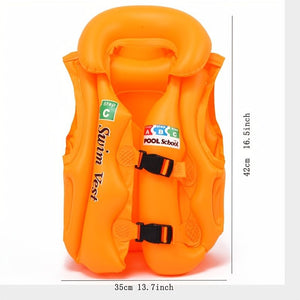 Children's Inflatable Swim Vest - Ages 4-12, Adjustable Safety Buckle & Dual Airbags for Pool & Beach Fun