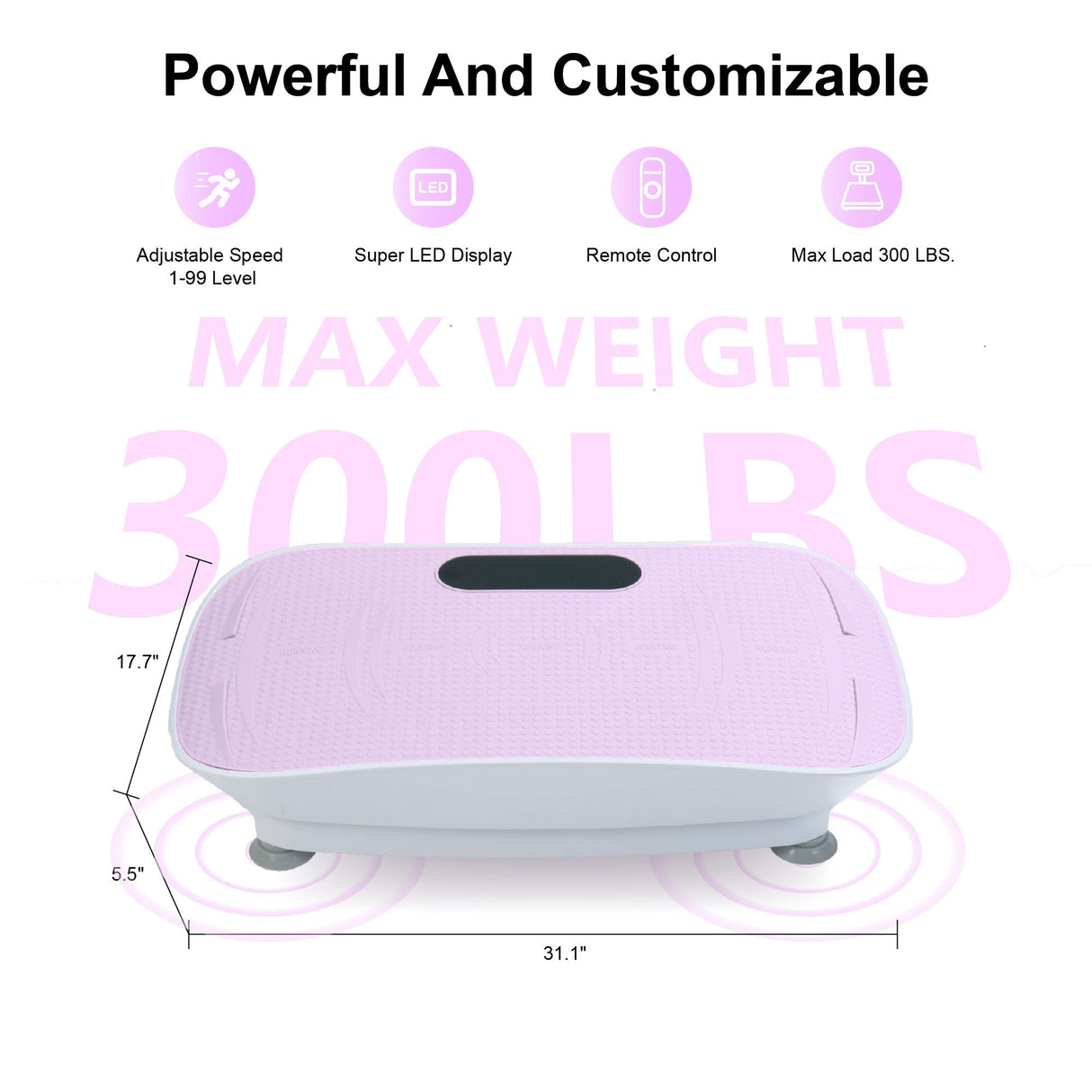 Silent Vibration Plate Crazy Fitness Massage 10-Frequency Weight Loss & Fat Burner Body Shaking Machine For Unisex Pink