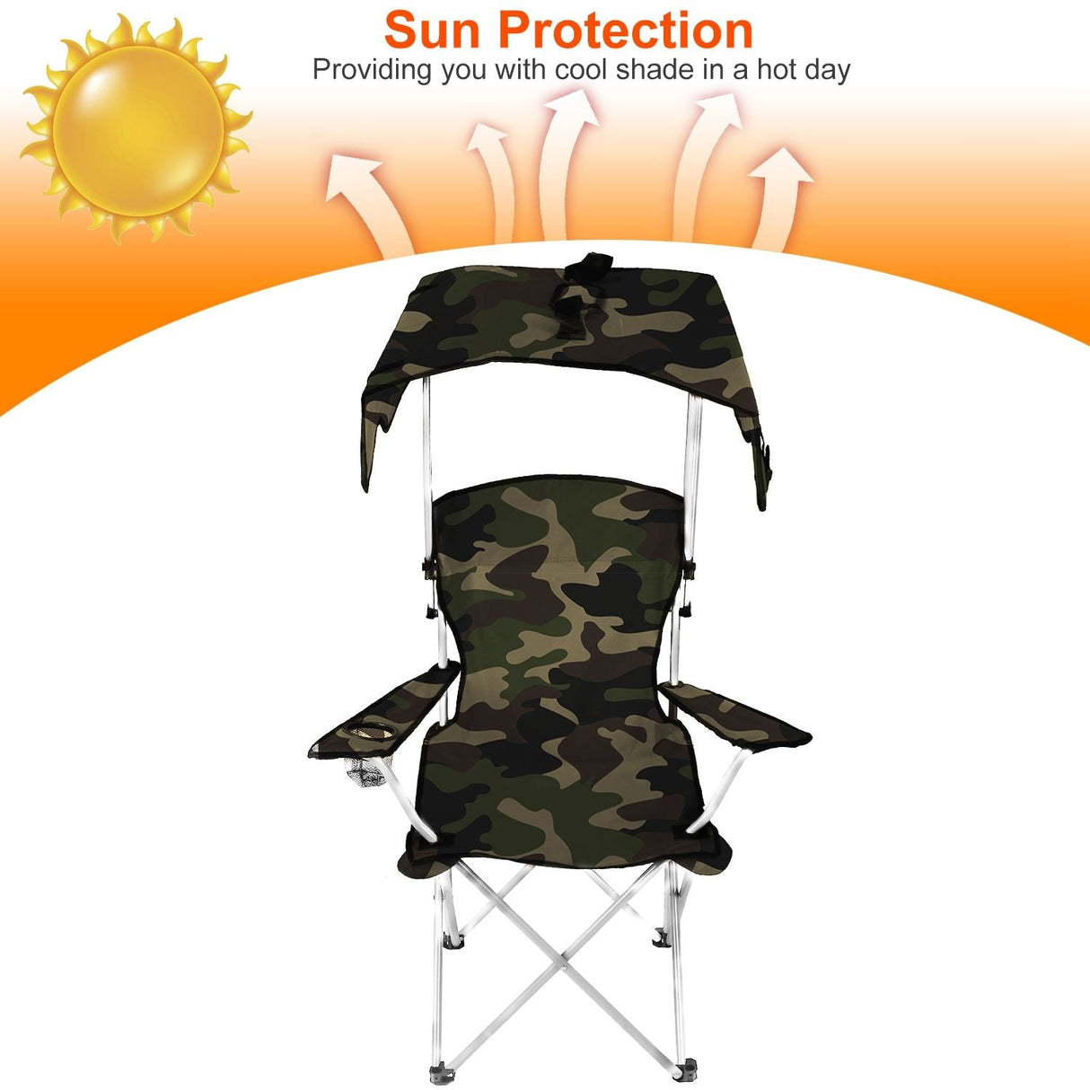 Portable Camping Chair with Adjustable Canopy - Lightweight Folding Design for Sunshade