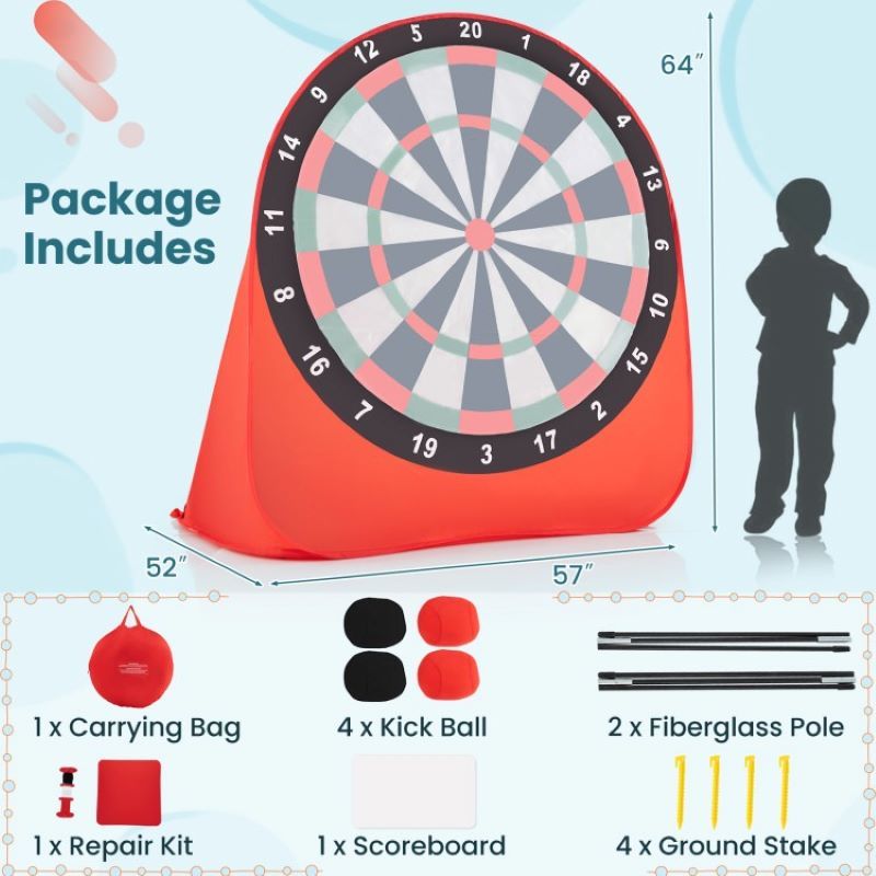 Lawn Games Large Dart Board with Kick Balls