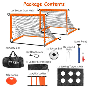 Portable Kids Soccer Training Goal Set with Pump, Cones, and Agility Ladder for Backyard Fun