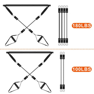 Pilates Bar Kit with 180LBS Resistance Bands Multifunctional Pilates Yoga Toning Bar Full Body Exercise