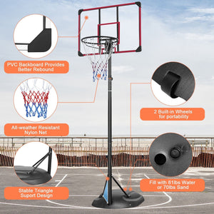 Adjustable Portable Basketball Hoop with 32" Backboard for Indoor & Outdoor Play 7.5ft - 9.2ft