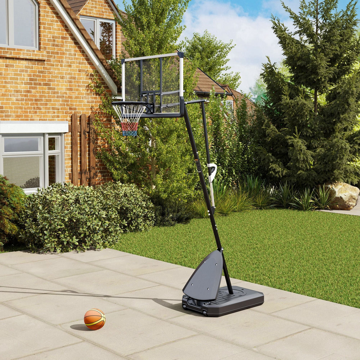Freestanding Adjustable Basketball Hoop with 44" Shatterproof Backboard & Wheels