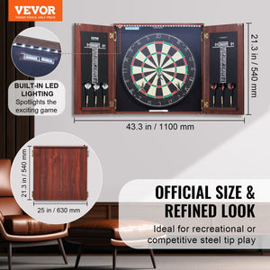 Dartboard and Cabinet Set Official Size Complete dart board Accessory Steel Tip Dart