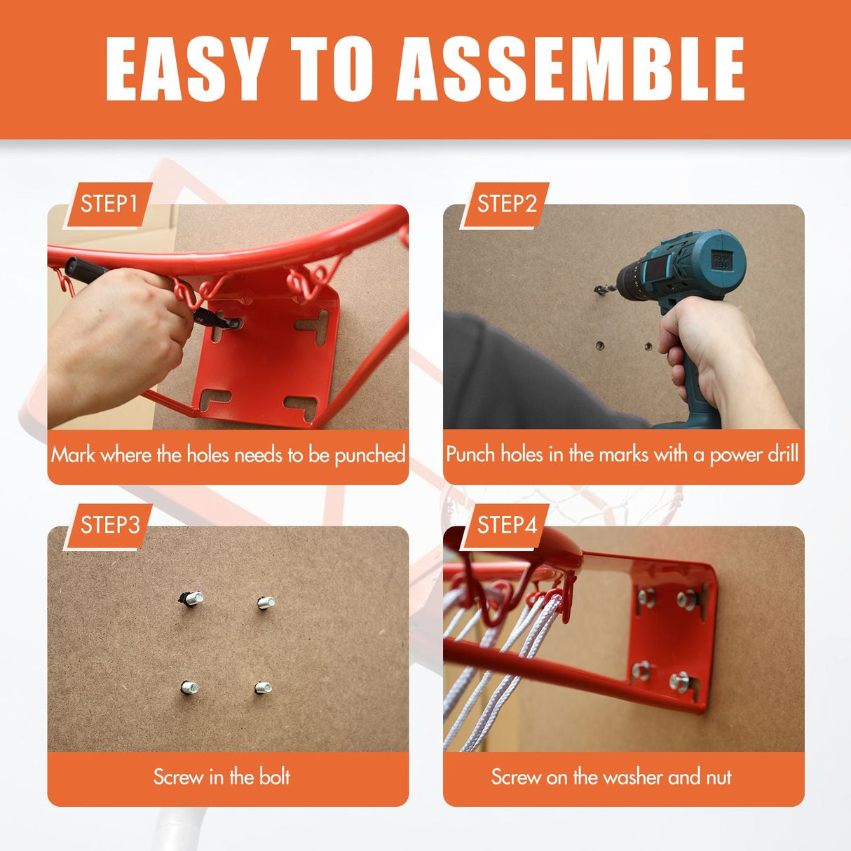 Basketball Rim Replacement 18" Steel Rim with Net, Easy to Install and Reliable Quality