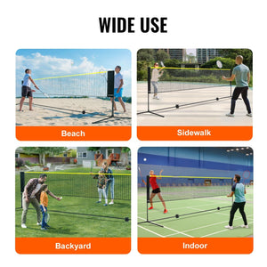 Badminton Net, Height Adjustable Volleyball Net, 20ft Wide Foldable Pickleball Net, Portable Tennis Net Set with Poles, Stand, Bag,