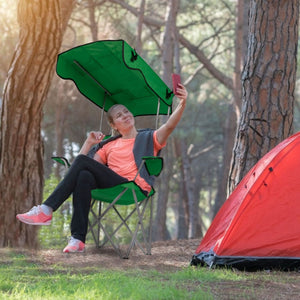 Portable Camping Chair with Adjustable Canopy - Lightweight Folding Design for Sunshade