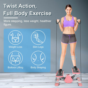 stepper machine, Mini Stepper Stair Stepper with Resistance Bands Quiet Workout Stepper with Digital Timer Max 330.7LBS Load for Home