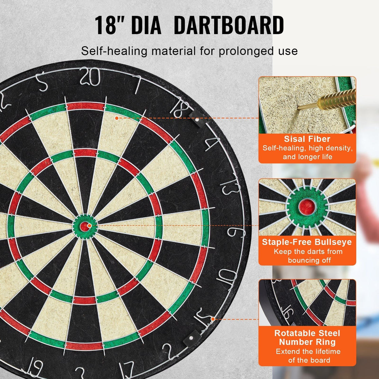 Dartboard and Cabinet Set Official Size Complete dart board Accessory Steel Tip Dart