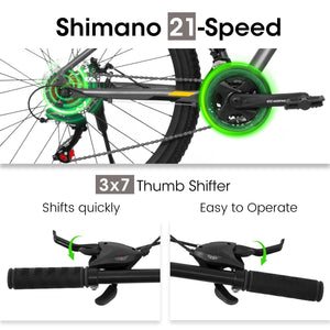 A27312 Mountain Bike 27.5 Inch Wheels, 21-Speed Mens Womens Trail Commuter City Mountain Bike, Aluminium Frame Disc Brakes Thumb Shifter Front Fork Bicycles