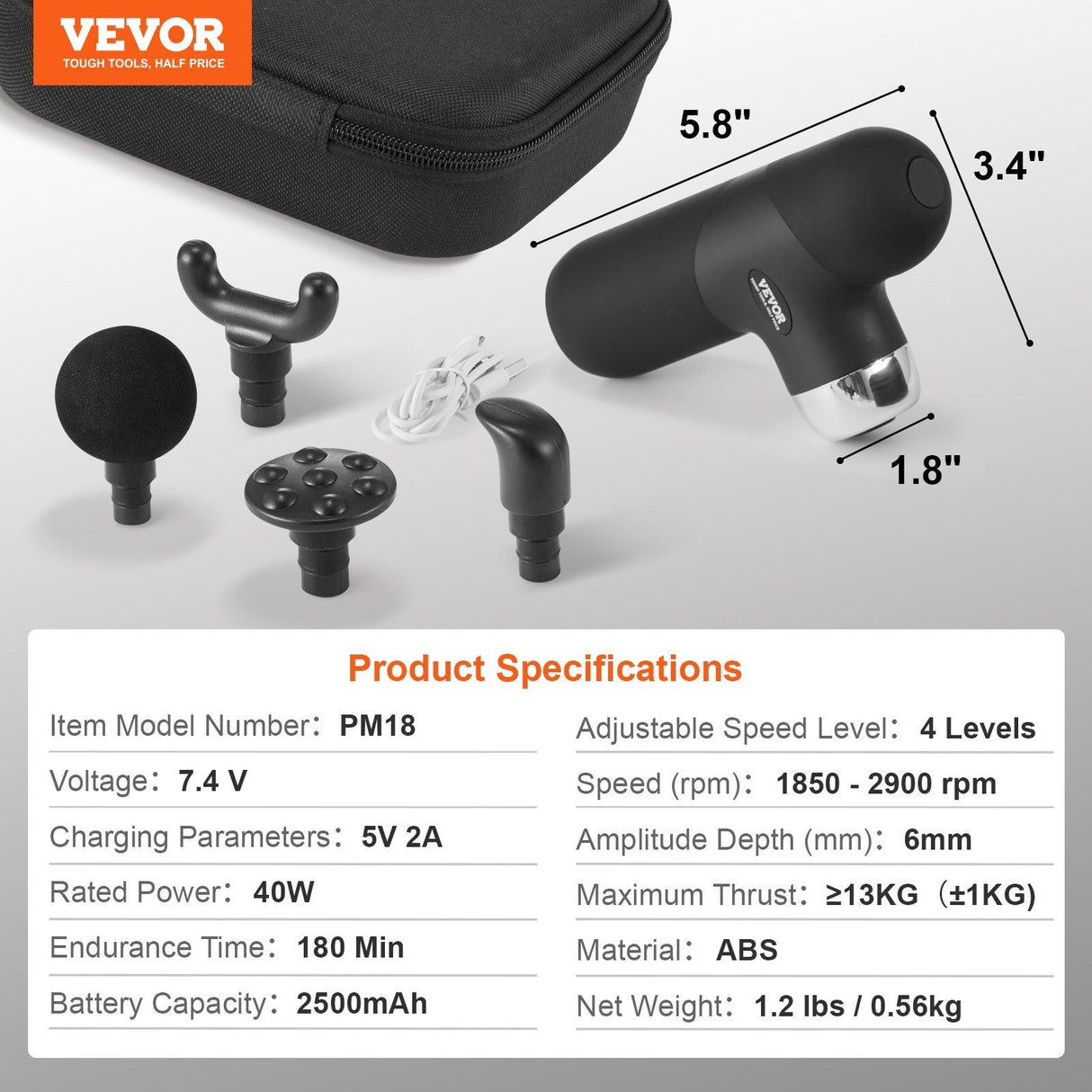 Powerful Muscle Relief Massage Gun - Deep Tissue Percussion Massager with Multiple Speed Settings & Attachments