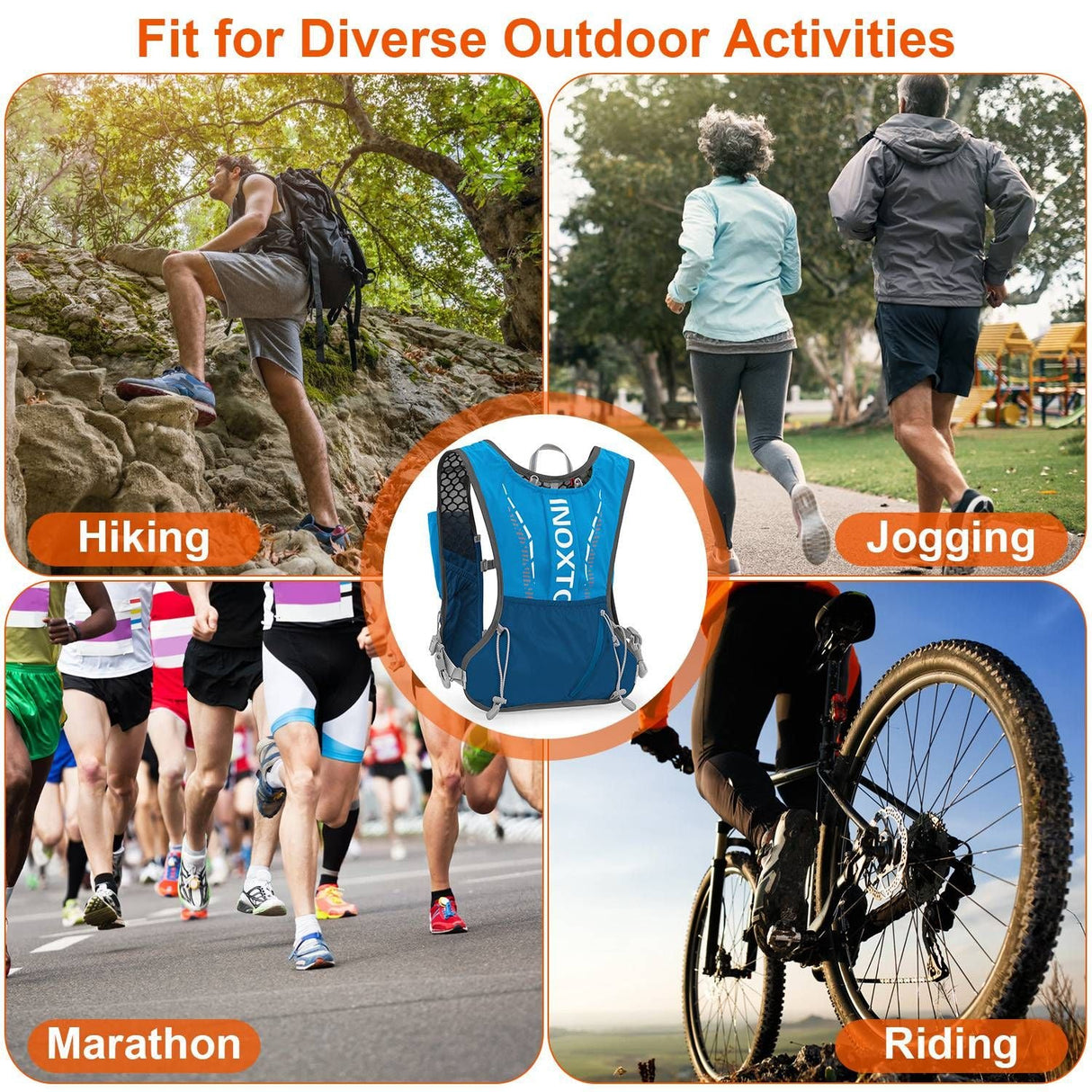 Sport Hydration Vest Running Backpack with 15oz 50oz Water running hydration bladder Adjustable Strap Storage Bag for Trail Running Marathon Race Hiking