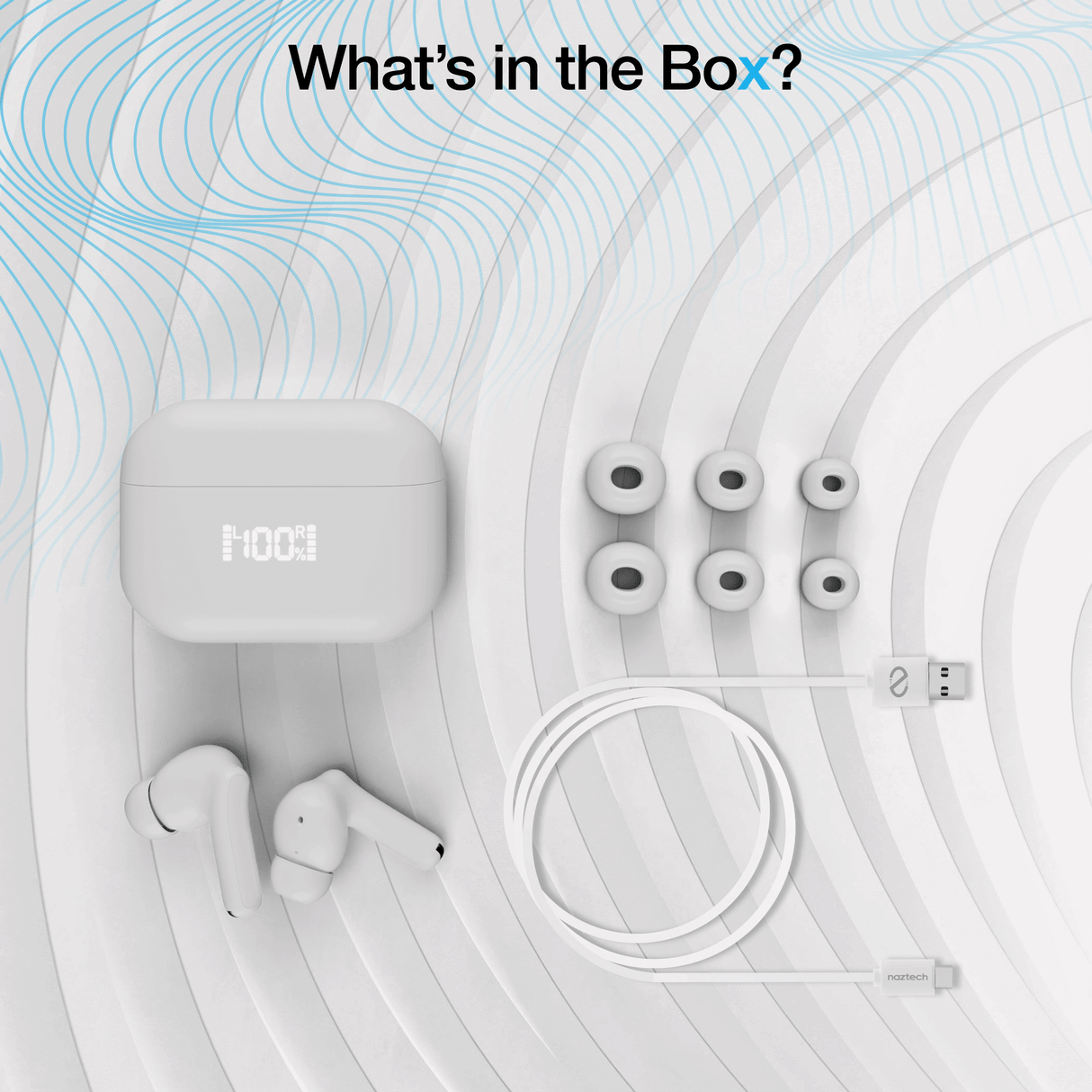 Active Noise Cancelling True Wireless Earbuds with Wireless Charging Case