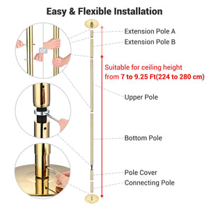 9.25FT Dance Pole, Golden stripper pole