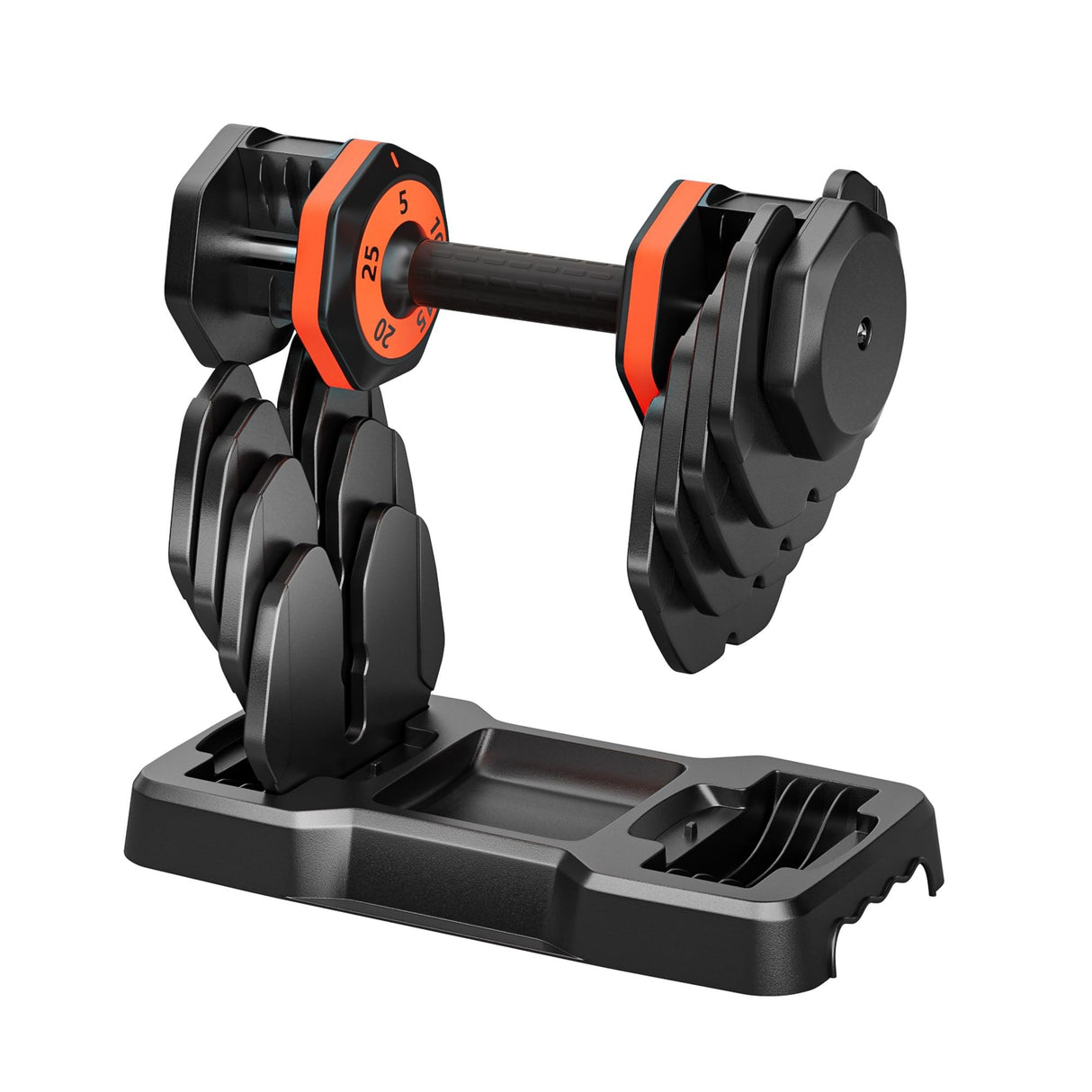 25LB 5 in 1 Single Adjustable Dumbbell Free Dumbbell Weight Adjust with Anti-Slip Metal Handle, Ideal for Full-Body Home Gym Workouts