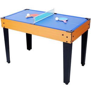 5-in-1 Multi-Game Table - Billiards, Push Hockey, Foosball, Ping Pong, and Basketball brown /blue