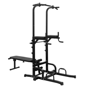 Power Tower with Bench Pull Up Tower Bar Dip Station Adjustable Height Dip Stand Heavy Duty Multi-Function Fitness Rack
