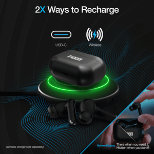 Active Noise Cancelling True Wireless Earbuds with Wireless Charging Case