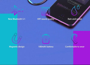 Neck-mounted Wireless earbuds Sports Headphones Neck Bluetooth 5.3 In-Ear Metal Earphones