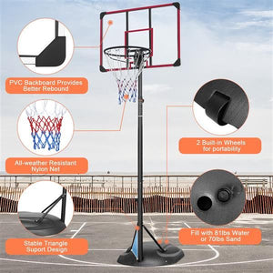 Adjustable Portable Basketball Hoop with 32" Backboard for Indoor & Outdoor Play