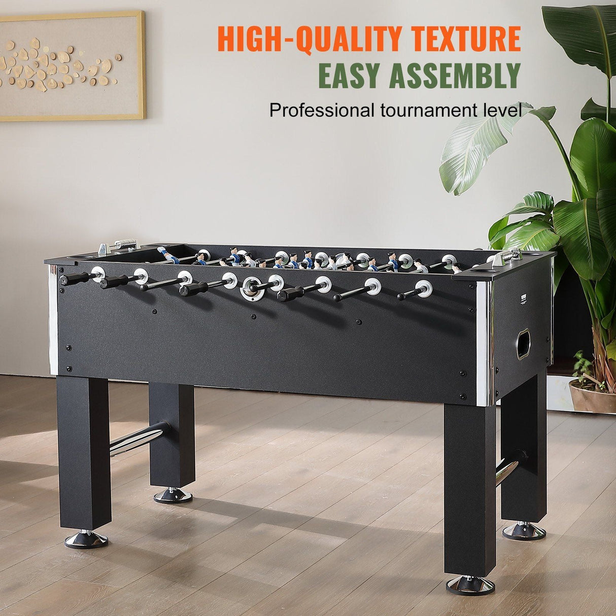 Foosball Table, 55-inch Standard Size Foosball Table, Indoor Full Size Foosball Table for Home, Family, and Game Room, Soccer with Foosball Table Set, Includes 4 Balls and 4 Cup Holders