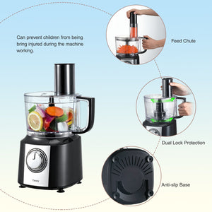 All-in-One 600W Food Processor and Mixer with 10-Cup Capacity for Chefs