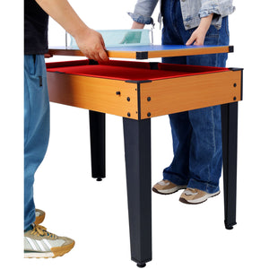 5-in-1 Multi-Game Table - Billiards, Push Hockey, Foosball, Ping Pong, and Basketball brown/red