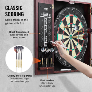 Dartboard and Cabinet Set Official Size Complete dart board Accessory Steel Tip Dart