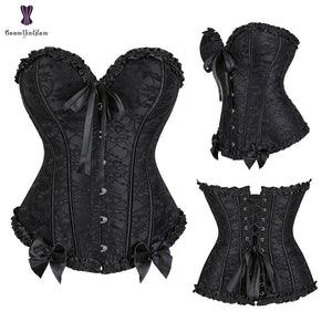 Sexy Women Steampunk Clothing Gothic Plus Size Corsets Lace Up Boned Over bust Bustier Waist trimmer Cincher Body Shaper Corselet S-6XL