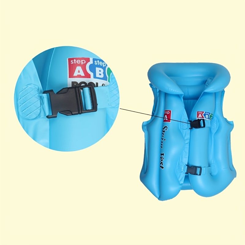 Children's Inflatable Swim Vest - Ages 4-12, Adjustable Safety Buckle & Dual Airbags for Pool & Beach Fun