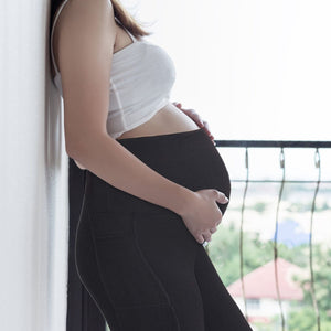 Women Maternity bike Shorts Seamless Pregnancy Short Underwear Shapewear Fitness Yoga maternity alethic Shorts High Waist Over the Belly Pants with Two Side Pockets