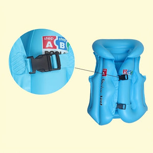 Children's Inflatable Swim Vest - Ages 4-12, Adjustable Safety Buckle & Dual Airbags for Pool & Beach Fun