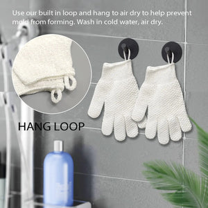 Evridwear Exfoliating Dual Texture Bath Gloves for Shower, Spa, Massage and Body Scrubs, Dead Skin Cell Remover, Gloves with Hanging Loop (1 Pair Light Glove) 1 Pair Light Glove