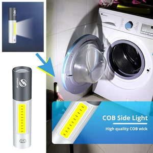 Dual Power LED Flashlight With Pure Beam Slide Focus Waterproof Rechargeable LED USB Telescopic Zoom Portable Flashlight For Night Lighting Night Riding Camping High-Powered Flash Lights