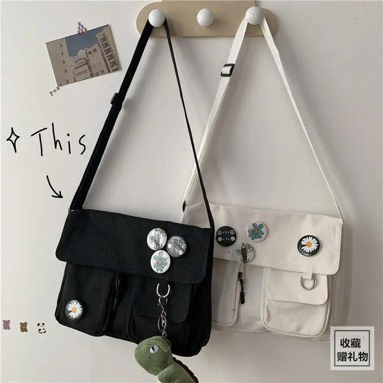 Durable Canvas Diagonal Cross Bag Youth Fashion And Casual Version Ladies Large Capacity Shoulder Bag For Women And Girls