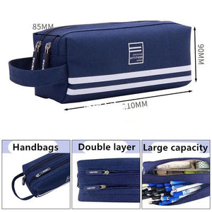 Durable Simple Large Capacity School Stationery Double Layer Case  Students Unique Design High Quality Office Handbag Pencil Case