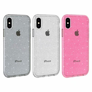 Durable Ultra Hard Shockproof Glitter Transparent Case for iPhone 14 Pro Max 13 12 11 XS XR X 8 7 6 Plus Sparkle Cover Soft Slim Fit All-round Protection Cute Transparent Shiny Star Phone Case for iPhone