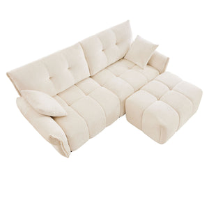 Elegant Sofa Set With Ottoman And Pillows, Textured Chenille, High Resilience Cushions by Couch.com