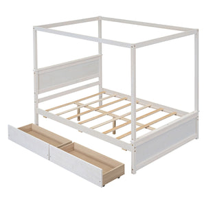 Canopy Platform Bed With Drawers, Support Slats, No Box Spring Needed by Couch.com