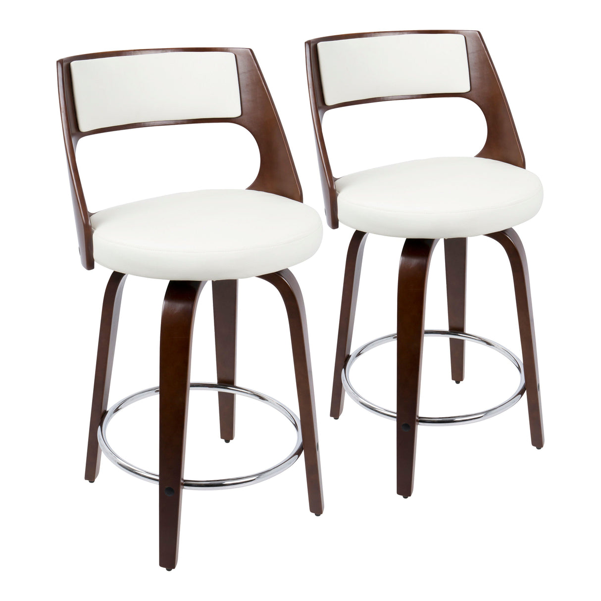Cecina - Mid-Century Modern Fixed Height Counter Stool With Swivel And Round Footrest (Set of 2) by Couch.com